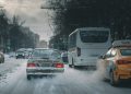 cars on road during snow